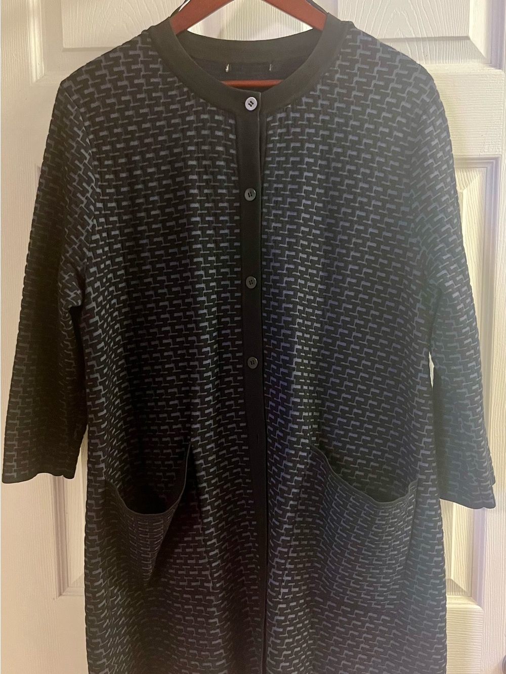 COS Black and Navy Patterned Long Cardigan